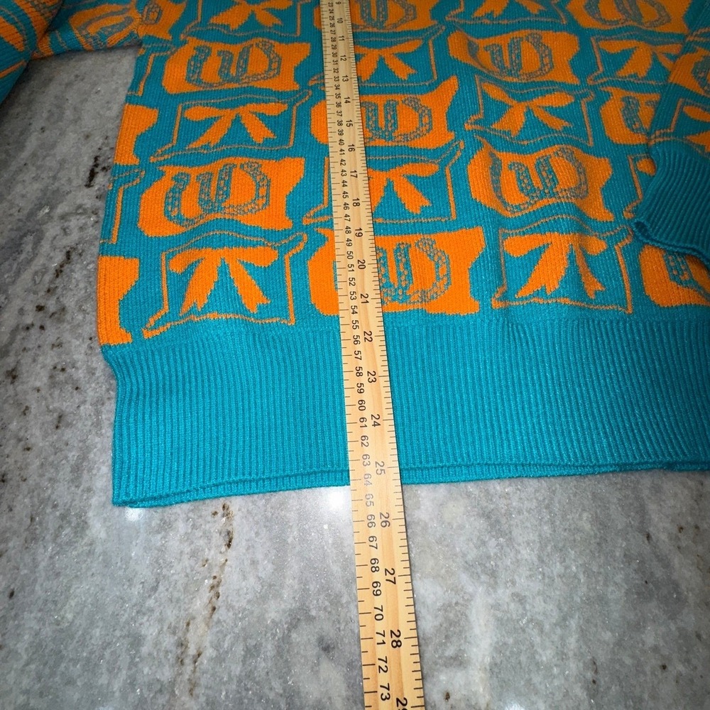 NWOT Boutique Horse Shoes and Bows Knit Sweater Womens Large Blue Orange - Picture 4 of 7